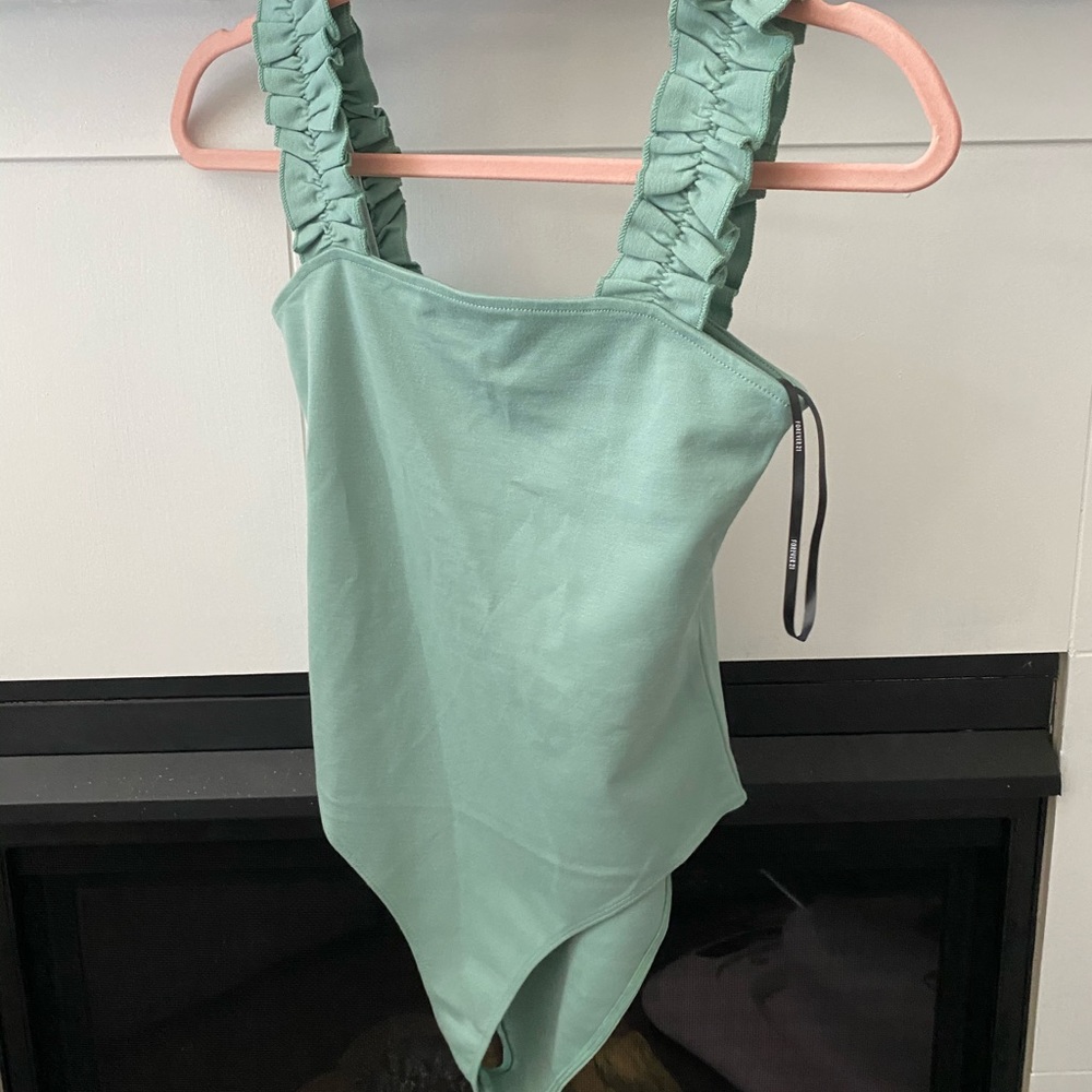 Green Ruffled Sleeve Body suit